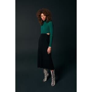 A.L.C Long Sleeve Color Block Cut Out Midi Dress Sz S